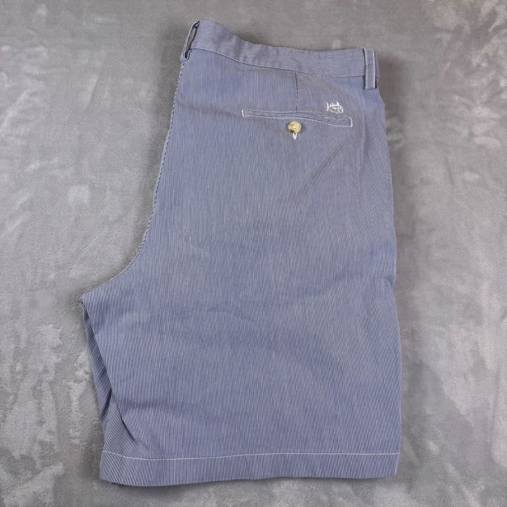 Southern Tide Seersucker‎ Shorts Blue White Strip Mens 40 Flat Front Preppy